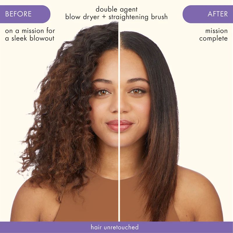 amika Double Agent 2-In-1 Blow Dryer + Straightening Brush