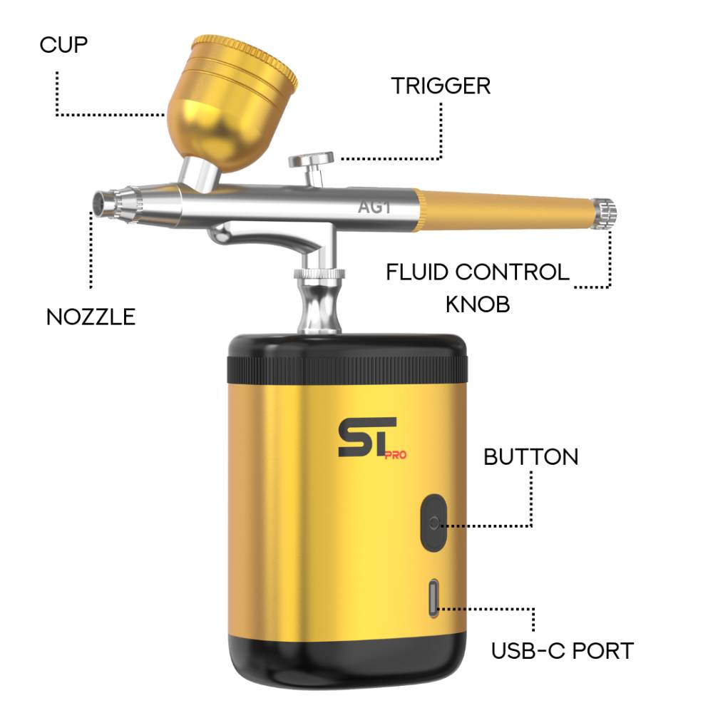 Supreme Airbrush Gun Kit Gold