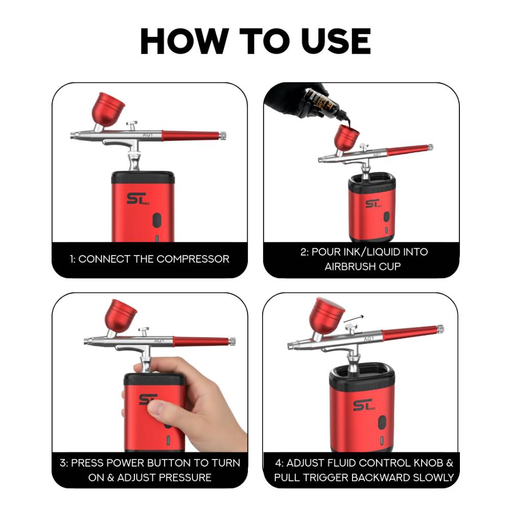 Supreme Airbrush Gun Kit Red