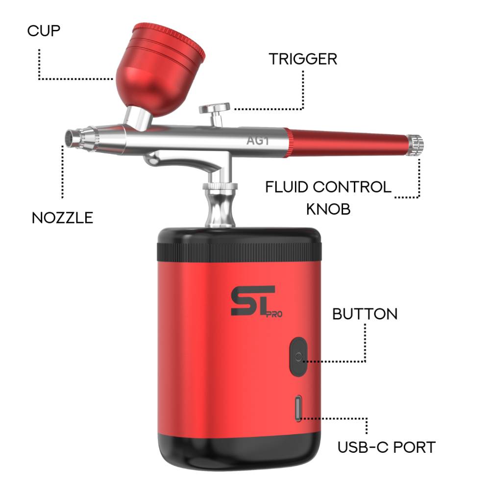 Supreme Airbrush Gun Kit Red