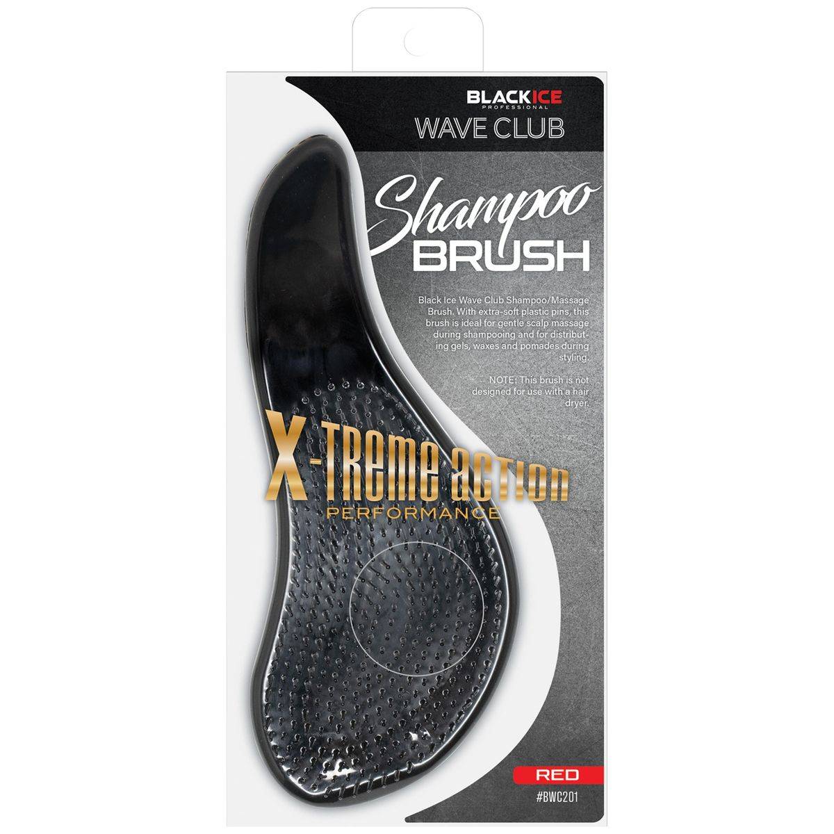 Black Ice Wave Club  Shampoo Brush Red