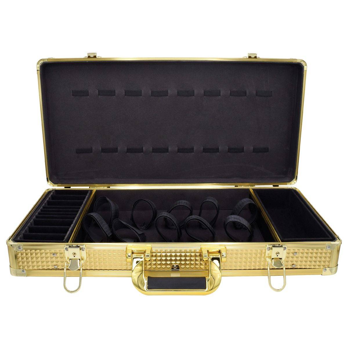 Black Ice Diamond Embossed Texture Barber Case Gold