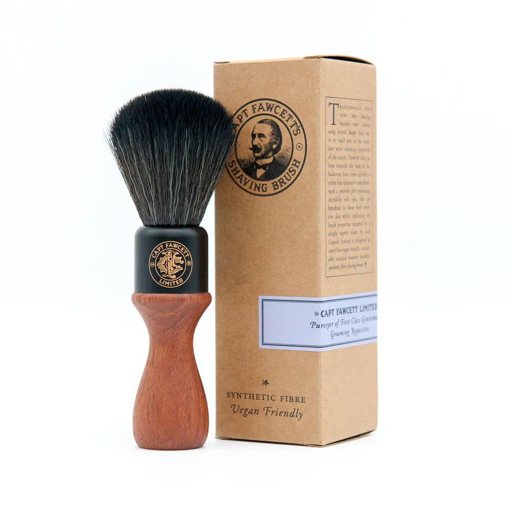 Captain Fawcett Wooden Handle Faux Fur Shaving Brush