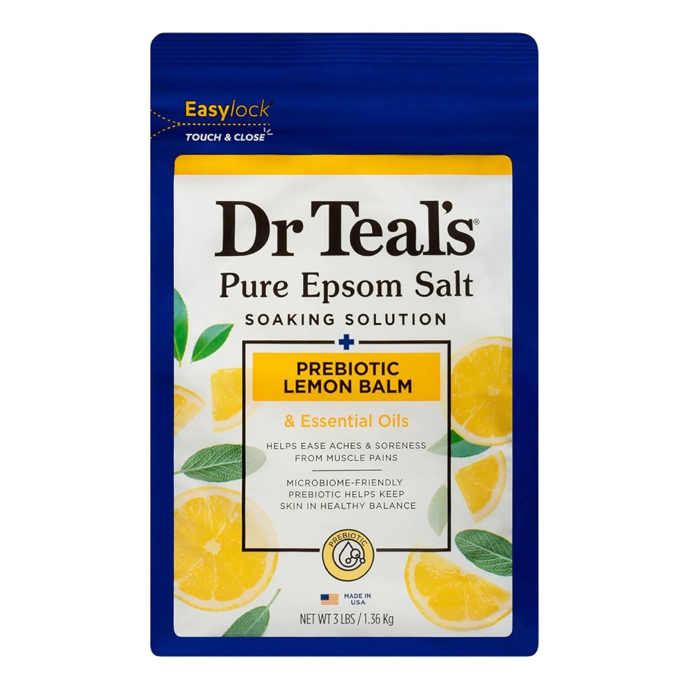 Dr Teal's Pure Epsom Salt Soaking Solution Prebiotic Lemon Balm 1.36kg