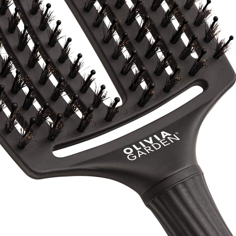 Olivia Garden Fingerbrush Care Iconic Boar & Nylon Full Black Large