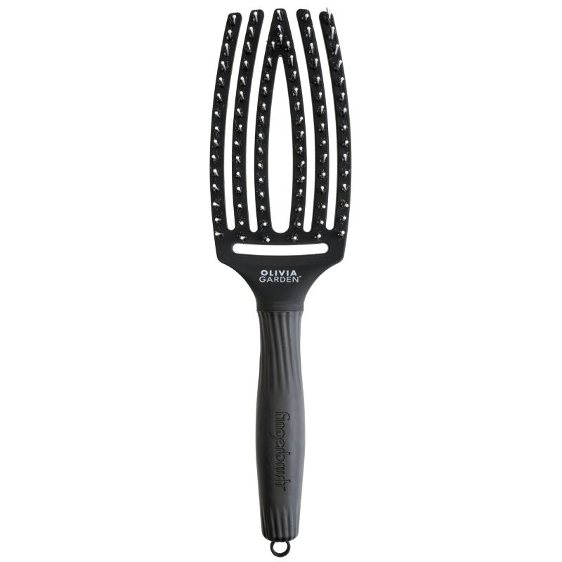 Olivia Garden Fingerbrush Care Iconic Boar & Nylon Full Black Medium