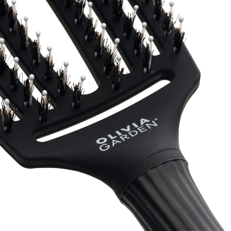 Olivia Garden Fingerbrush Care Iconic Boar & Nylon Full Black Medium