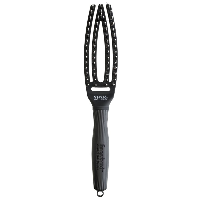 Olivia Garden Fingerbrush Care Iconic Boar & Nylon Full Black Small