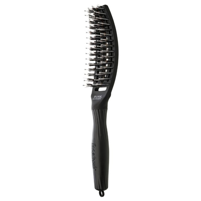 Olivia Garden Fingerbrush Care Iconic Boar & Nylon Full Black Small