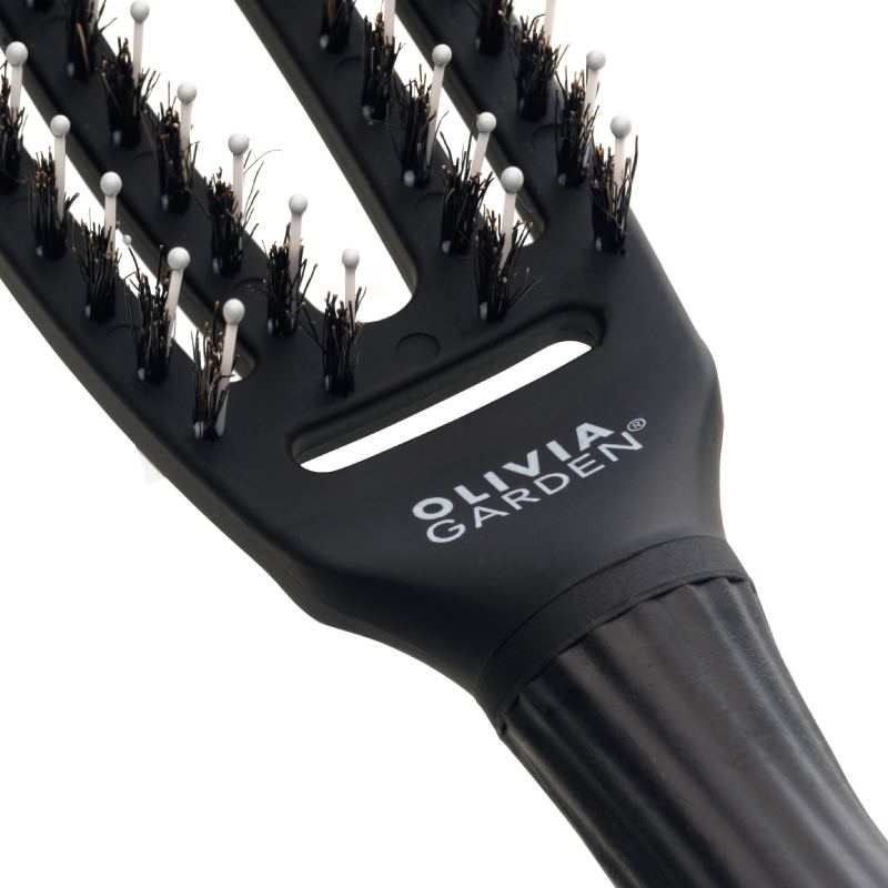 Olivia Garden Fingerbrush Care Iconic Boar & Nylon Full Black Small
