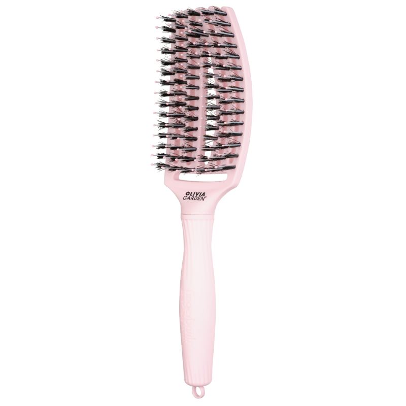 Olivia Garden Fingerbrush Boar & Nylon Pastel Pink Medium