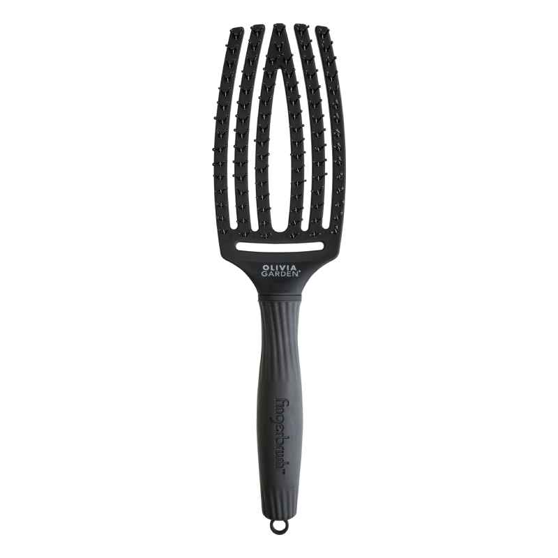 Olivia Garden Fingerbrush Double Bristles Black Medium