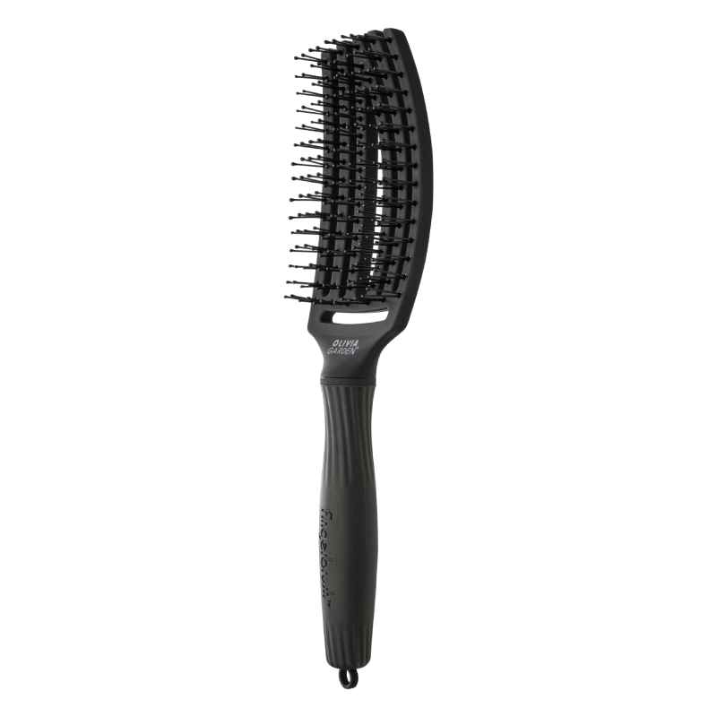 Olivia Garden Fingerbrush Double Bristles Black Medium