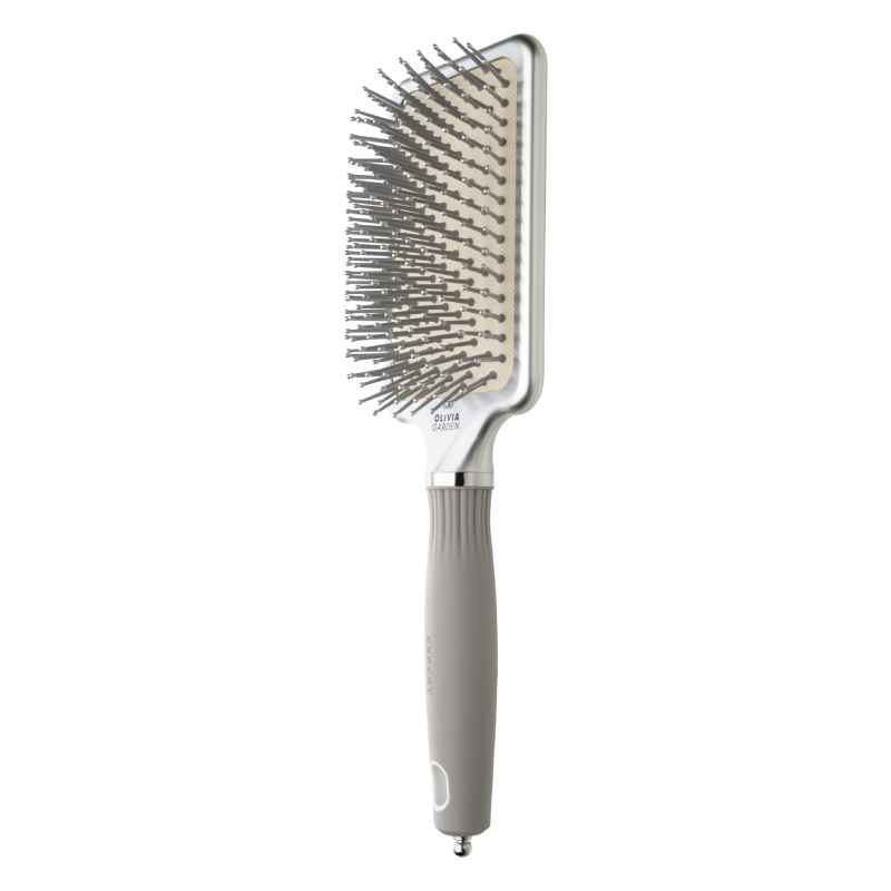 Olivia Garden Expert Care Rectangular Nylon Bristles Silver Brush Large