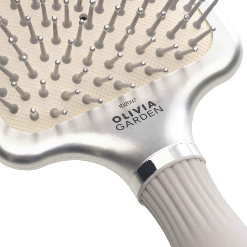 Olivia Garden Expert Care Rectangular Nylon Bristles Silver Brush Large