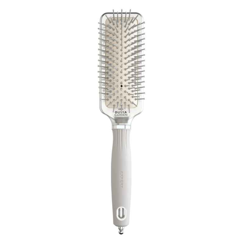 Olivia Garden Expert Care Rectangular Nylon Bristles Silver Brush Small