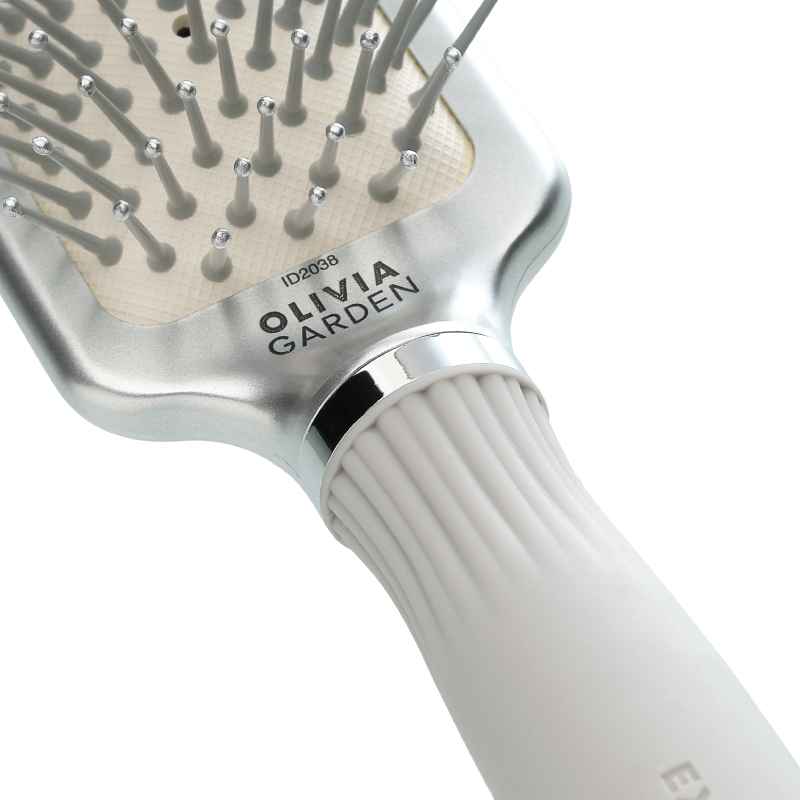 Olivia Garden Expert Care Rectangular Nylon Bristles Silver Brush Small
