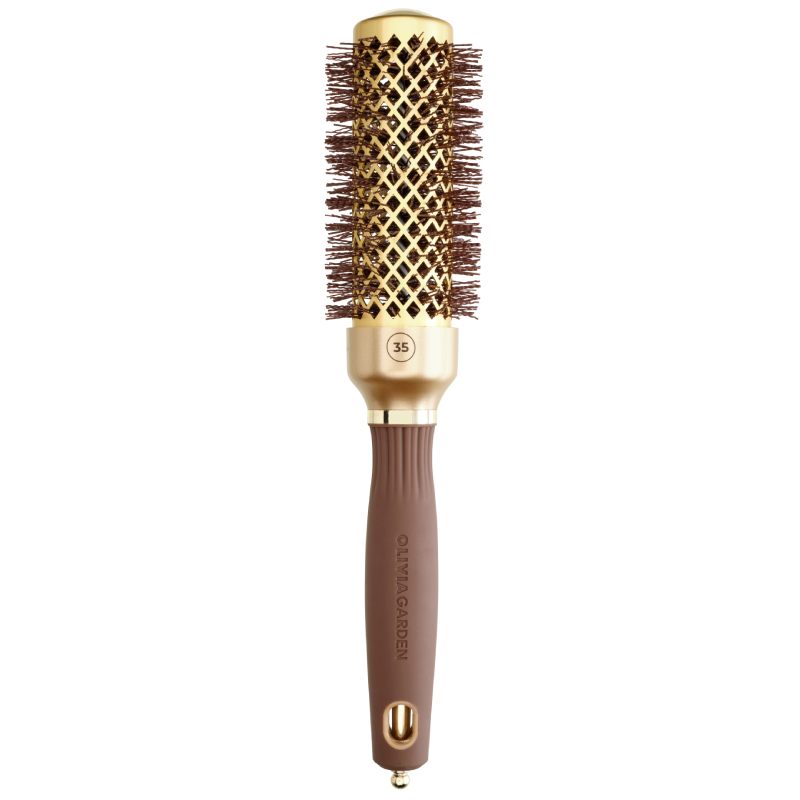 Olivia Garden Expert Blowout Shine Wavy Bristles Gold & Brown Brush 35