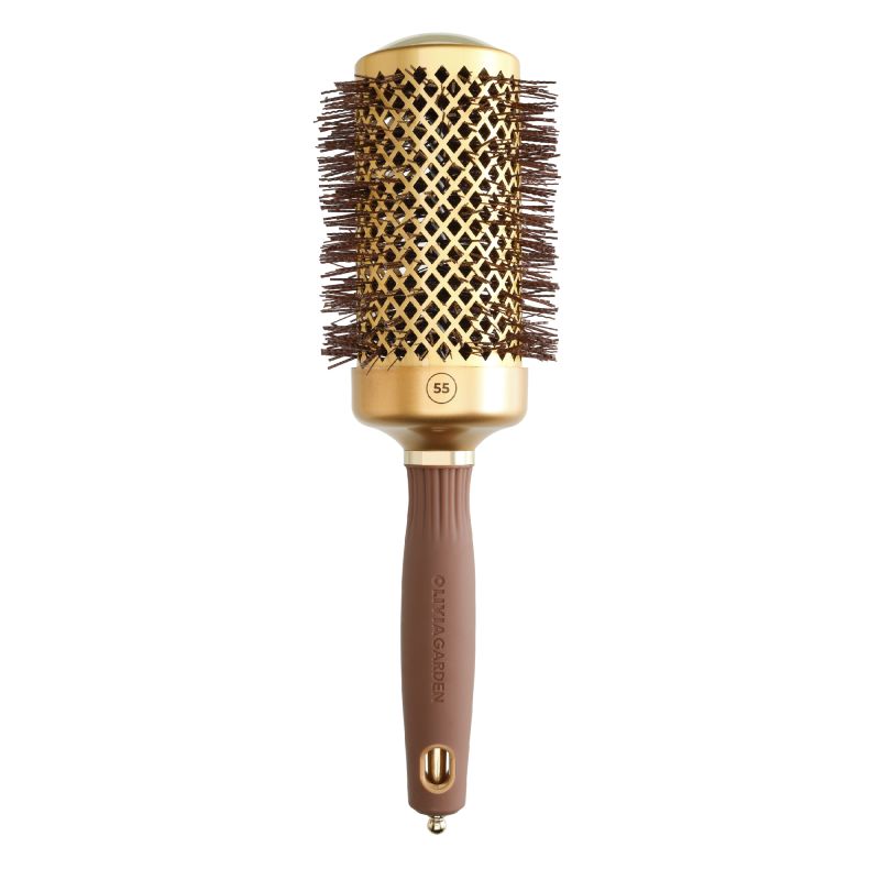 Olivia Garden Expert Blowout Shine Wavy Bristles Gold & Brown Brush 55
