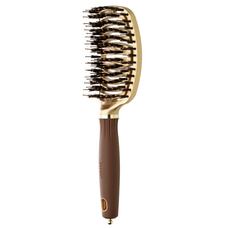 Olivia Garden Expert Care Flex Boar & Nylon Bristles Gold & Brown Brush