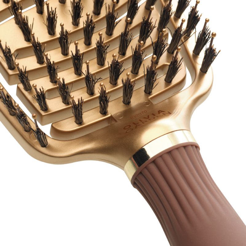 Olivia Garden Expert Care Flex Boar & Nylon Bristles Gold & Brown Brush