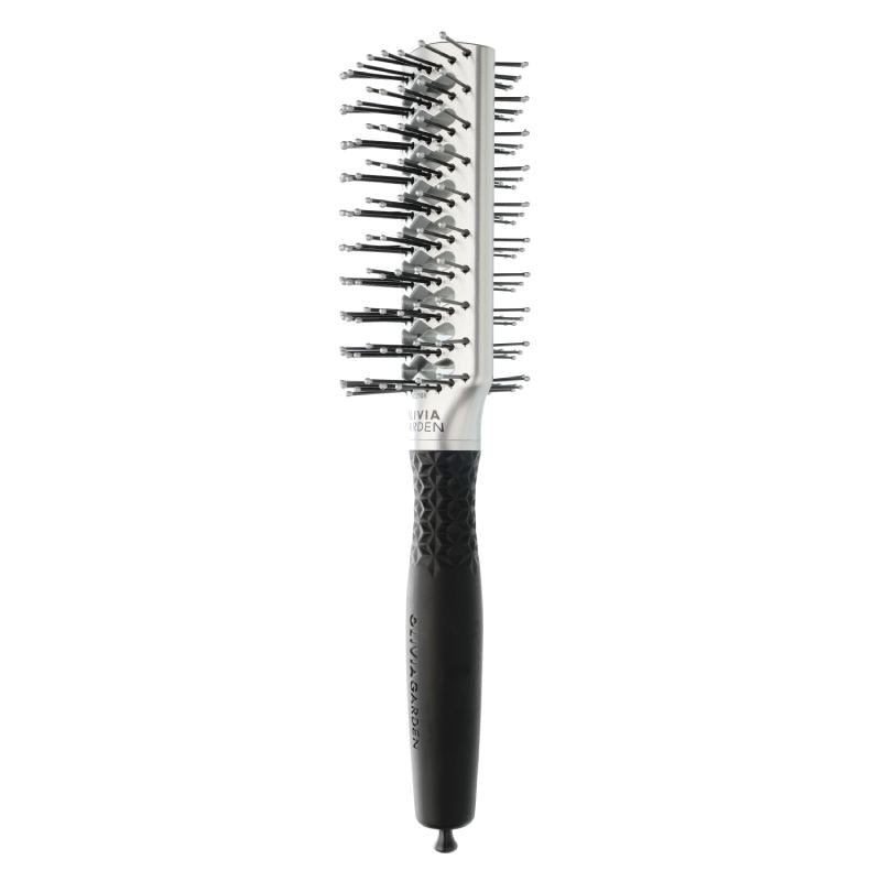 Olivia Garden Essential Style Double Tunnel Nylon/Double Bristles Brush Silver