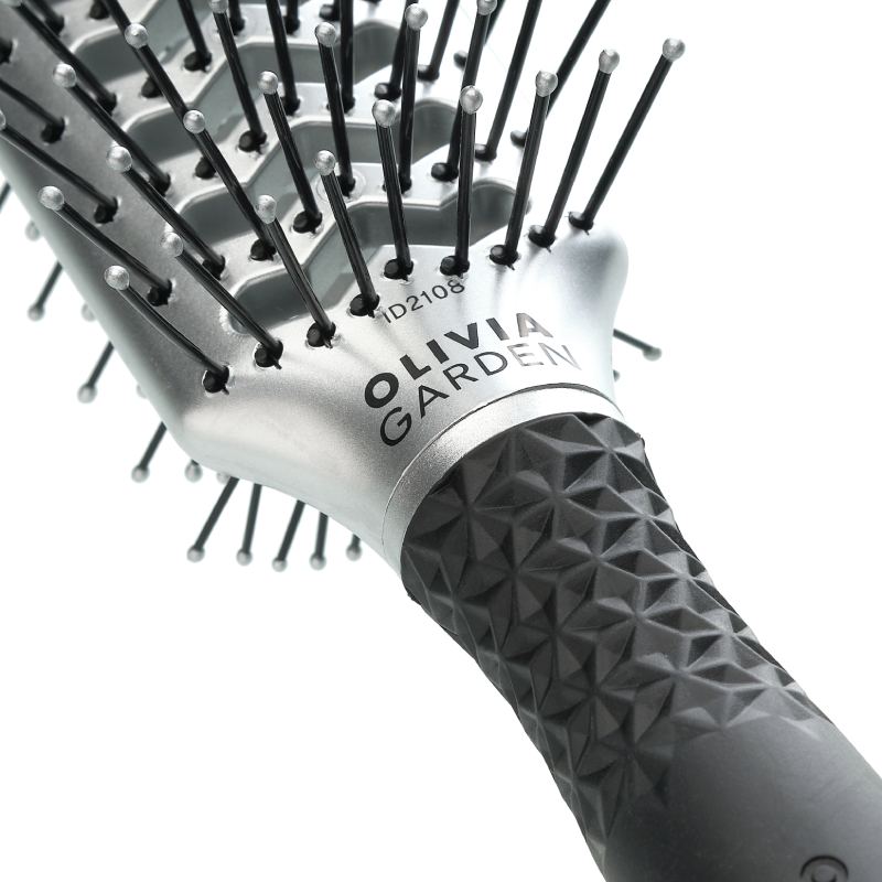 Olivia Garden Essential Style Double Tunnel Nylon/Double Bristles Brush Silver