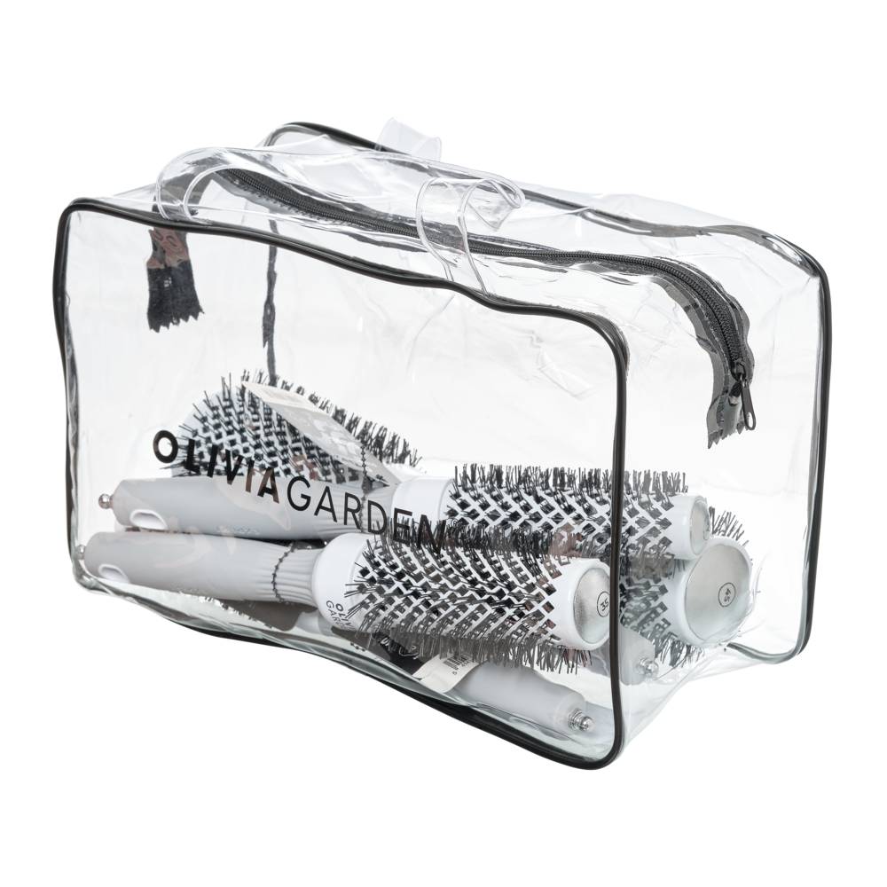 Olivia Garden Expert Blowout Shine White & Grey Bag (5 Brushes)