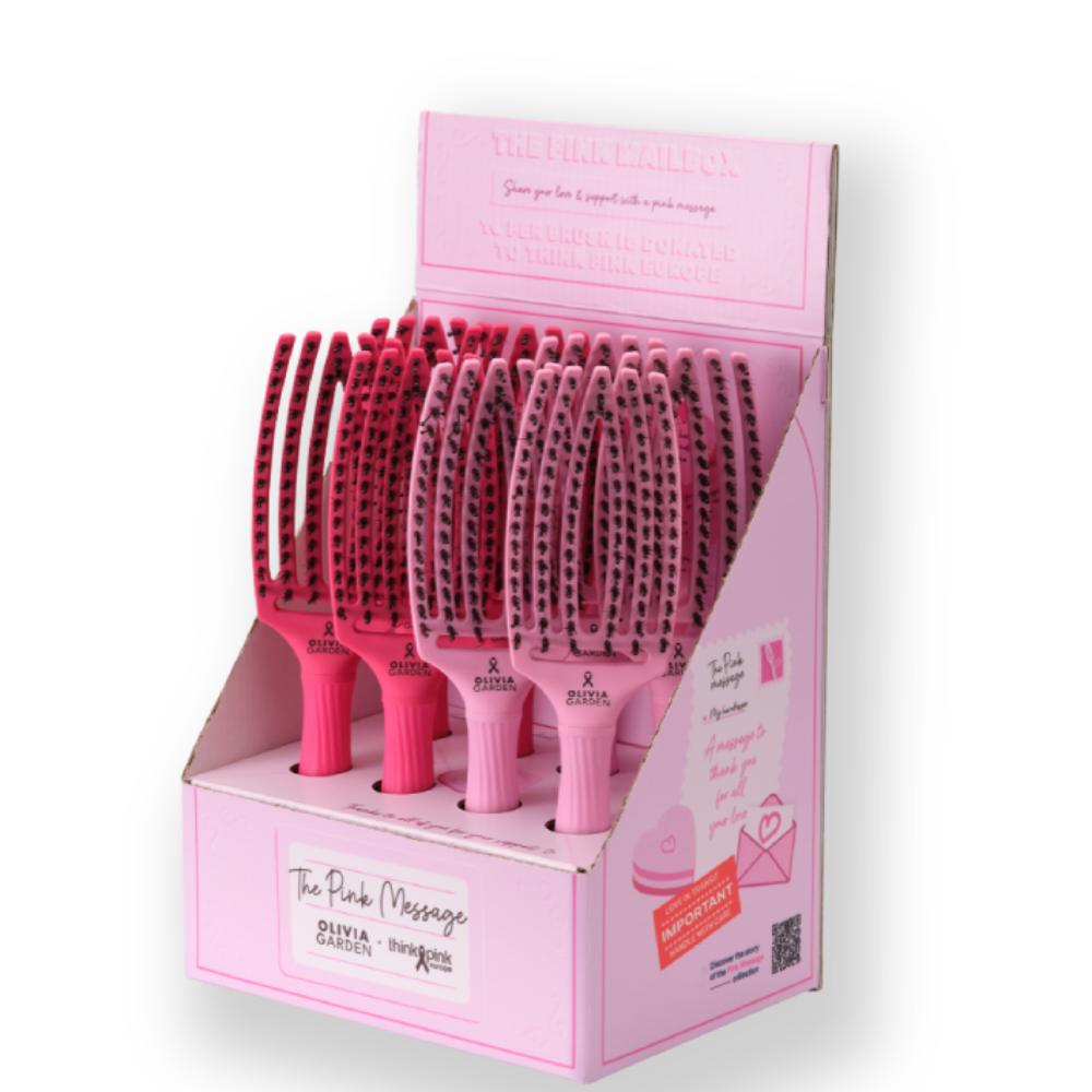 Olivia Garden Boar & Nylon Fingerbrush Think Pink 2026 Display (8)