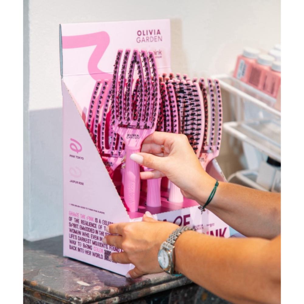 Olivia Garden Boar & Nylon Fingerbrush Think Pink 2026 Display (8)