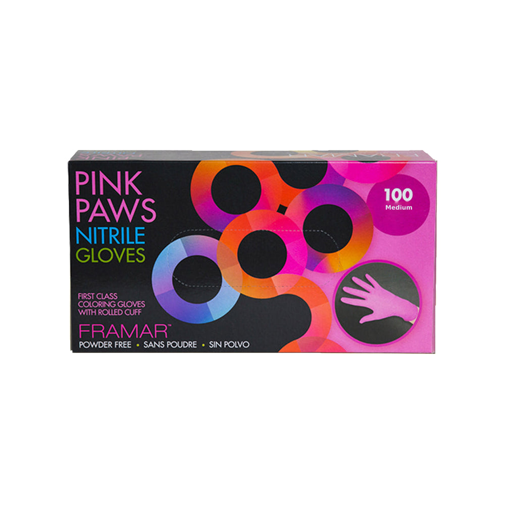 Framar Pink Paws Nitrile Gloves Medium (100)