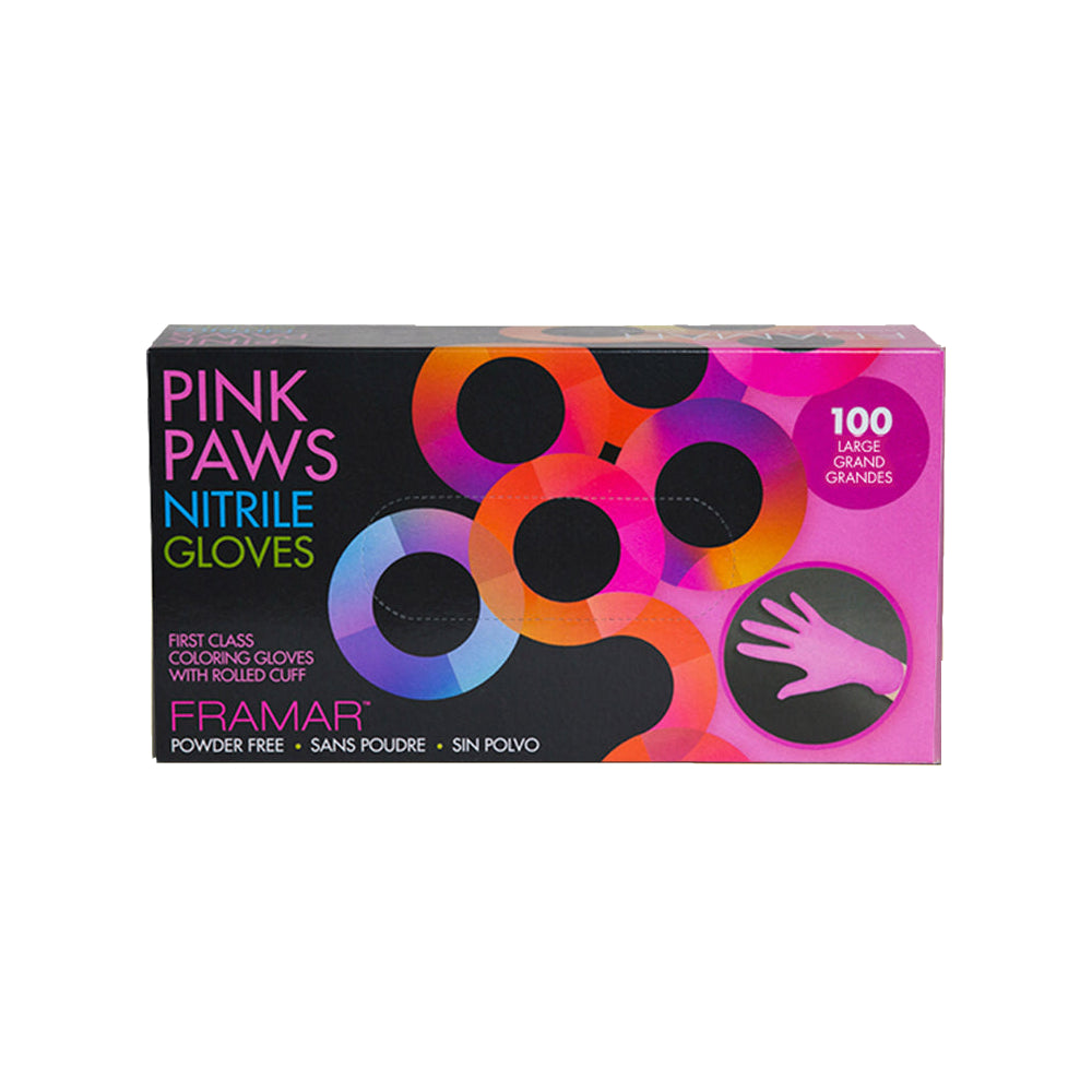 Framar Pink Paws Nitrile Gloves Large (100)