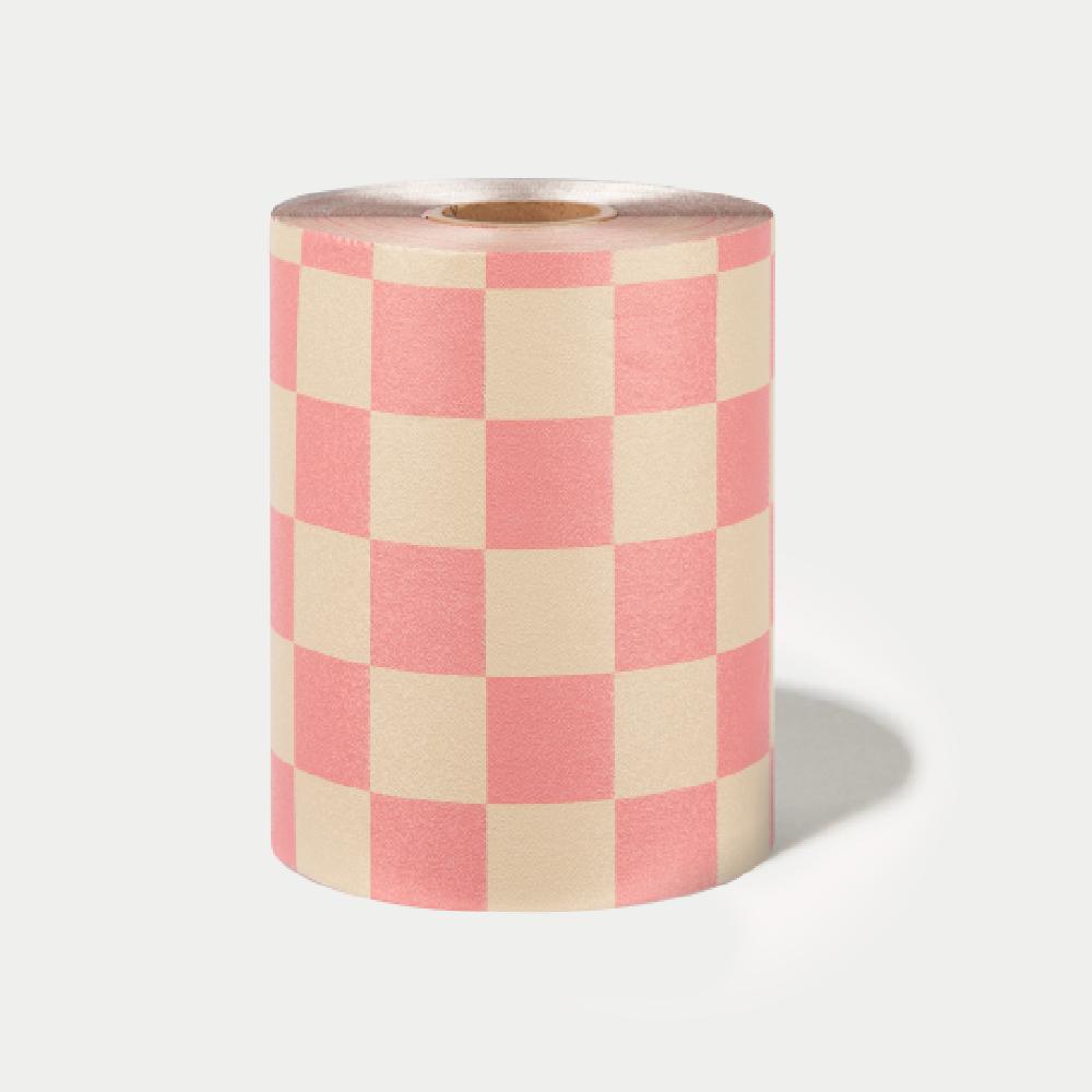 Framar Checkered Beige/Pink Embossed Foil Roll Medium (5" x 320')