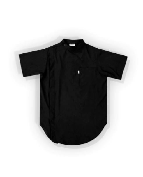 illuzien Solid Black Scoop Bottom Barber Smock
