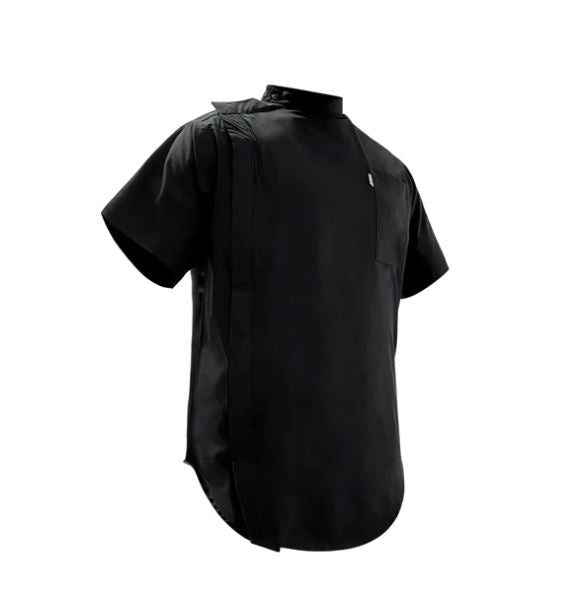 illuzien Solid Black Scoop Bottom Barber Smock