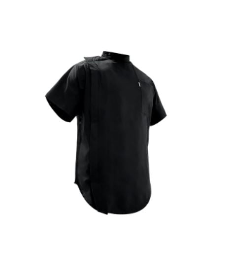illuzien Solid Black Scoop Bottom Barber Smock