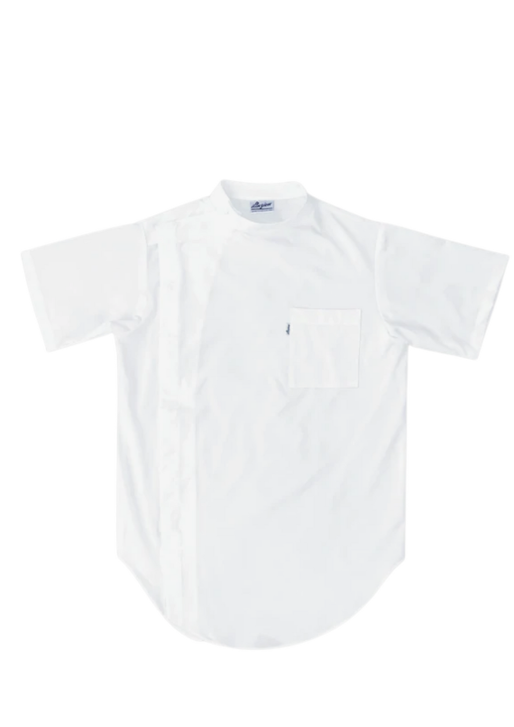 illuzien Solid White Scoop Bottom Barber Smock