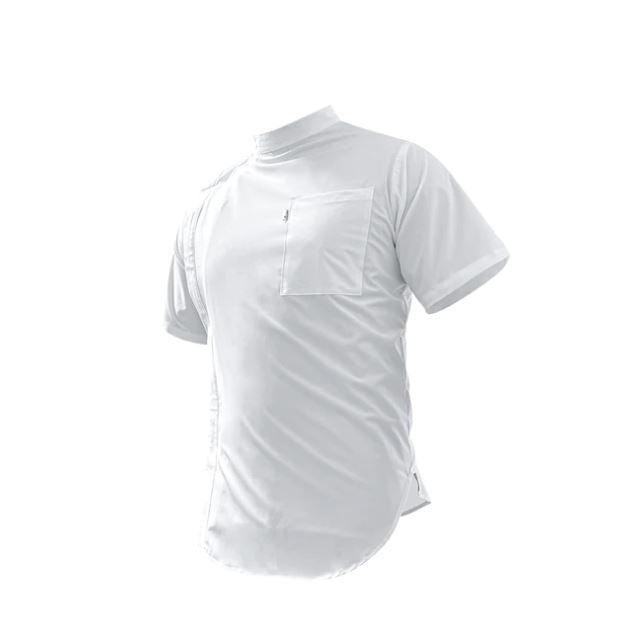illuzien Solid White Scoop Bottom Barber Smock