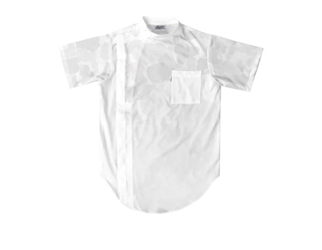 illuzien White Camo Scoop Bottom Barber Smock