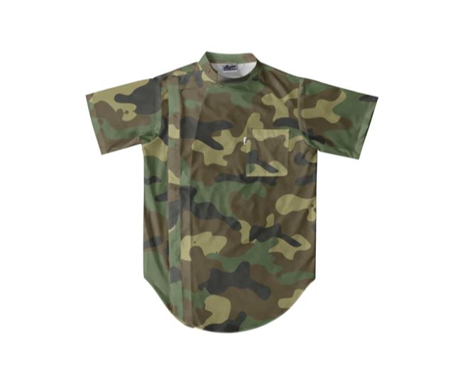 illuzien Woodland Camo Scoop Bottom Barber Smock