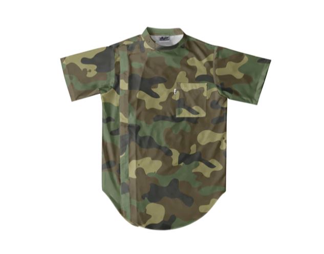 illuzien Woodland Camo Scoop Bottom Barber Smock