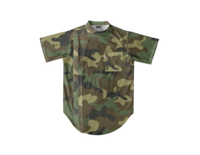illuzien Woodland Camo Scoop Bottom Barber Smock