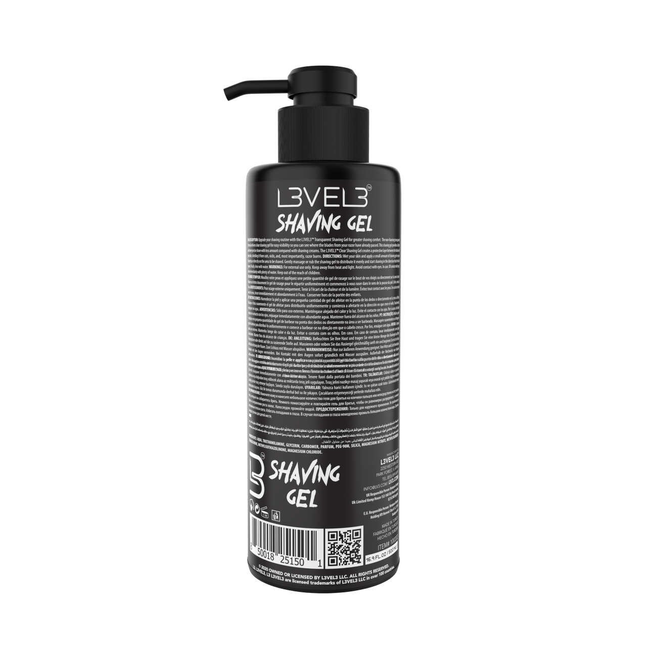 L3VEL3 Transparent Shaving Gel Ice 500ml