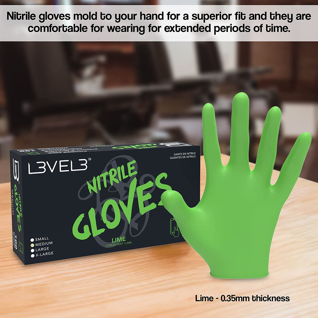 L3VEL3 Professional Nitrile Gloves Lime (100)
