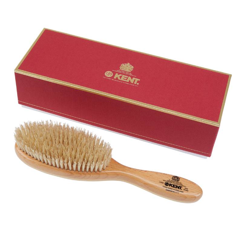 Kent Handmade Satinwood Pure White Bristle Oval Hairbrush - LHS5