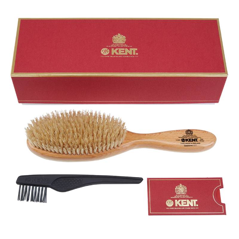 Kent Handmade Satinwood Pure White Bristle Oval Hairbrush - LHS5