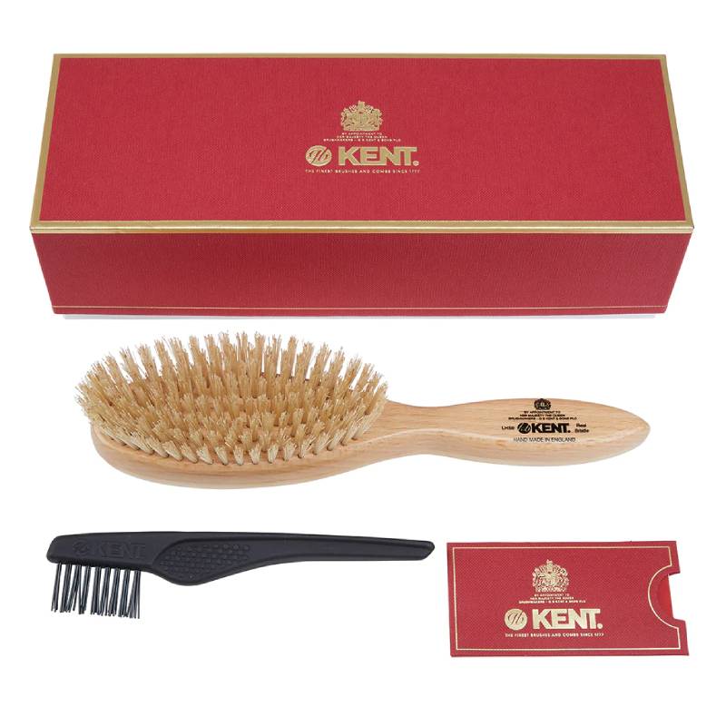 Kent Handmade Satinwood Pure White Bristle Oval Hairbrush - LHS9