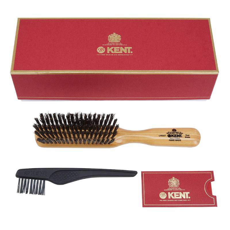 Kent Homemade Satinwood Pure Black Bristle Hairbrush