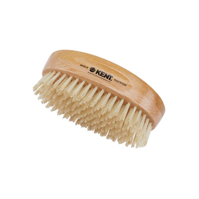 Kent Handmade Satinwood Pure white Bristle Military Style Brush - MHS18