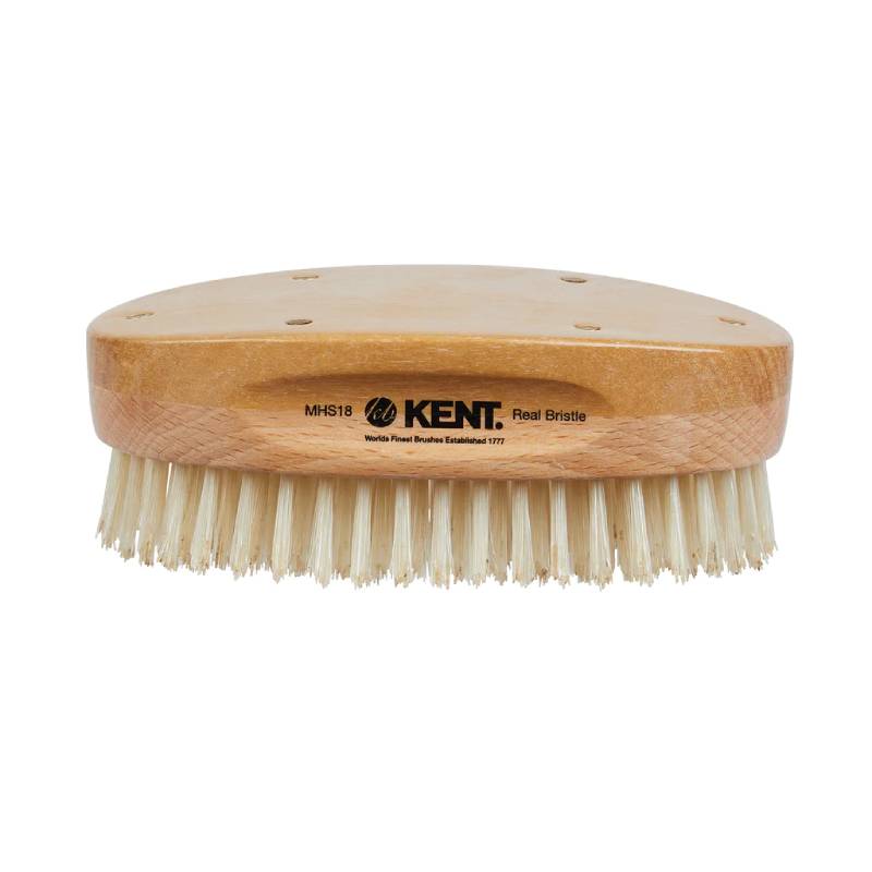 Kent Handmade Satinwood Pure white Bristle Military Style Brush - MHS18